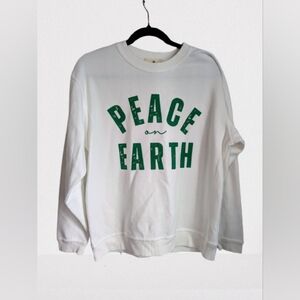 NWOT- Betsey's Boutique Holiday Sweatshirt with Green 'Peace on Earth' Print- S